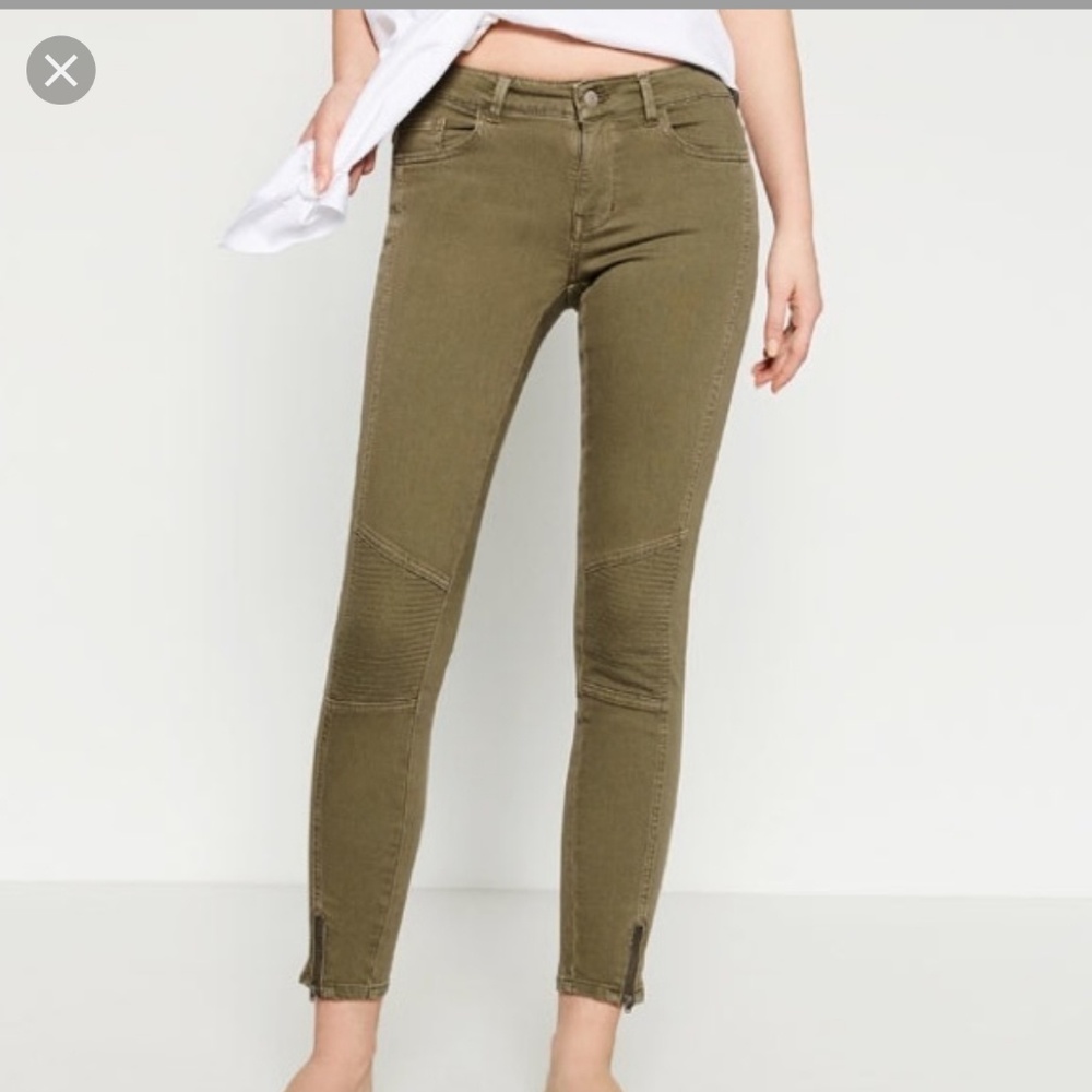 Zara Moto Biker Jeans, Olive sz 6
